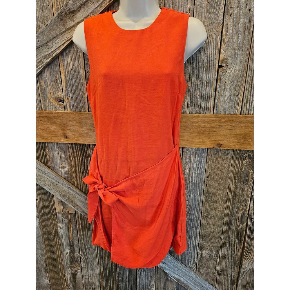 Gianni bini size XS bright orange sundress tie front sleevless summer colorful ^